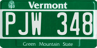 VT license plate PJW348
