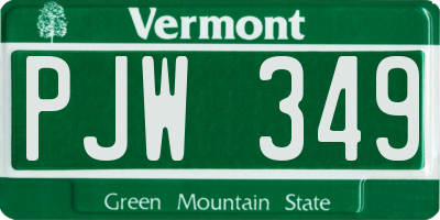 VT license plate PJW349