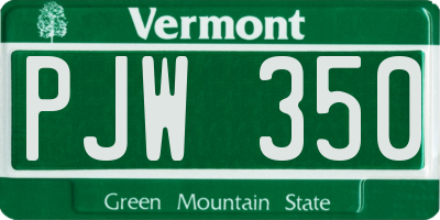 VT license plate PJW350