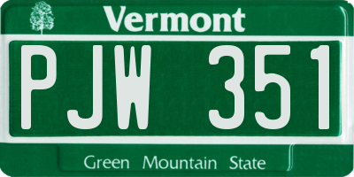 VT license plate PJW351