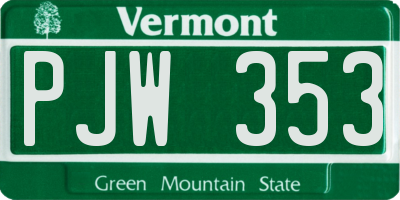 VT license plate PJW353