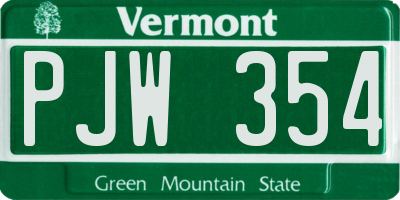 VT license plate PJW354