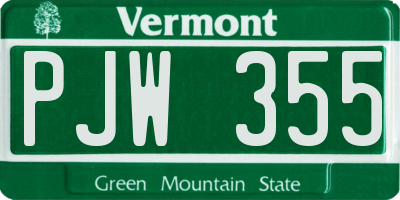 VT license plate PJW355