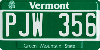 VT license plate PJW356