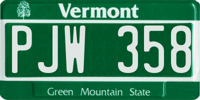 VT license plate PJW358