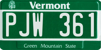 VT license plate PJW361