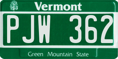 VT license plate PJW362