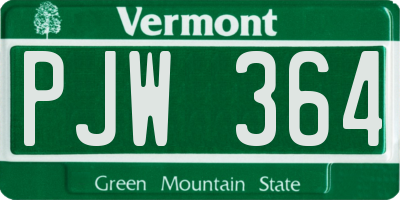 VT license plate PJW364