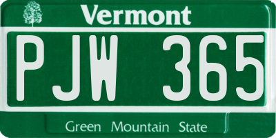 VT license plate PJW365