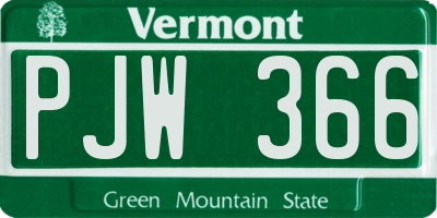 VT license plate PJW366