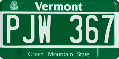 VT license plate PJW367
