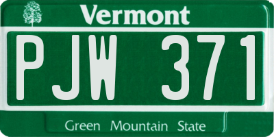 VT license plate PJW371