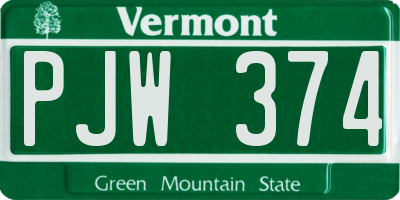 VT license plate PJW374