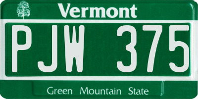 VT license plate PJW375