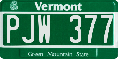 VT license plate PJW377