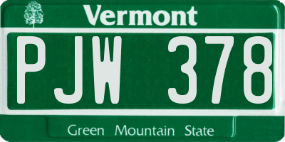 VT license plate PJW378