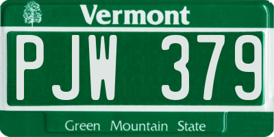 VT license plate PJW379