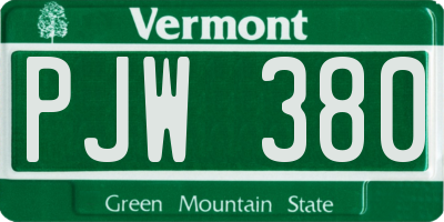 VT license plate PJW380