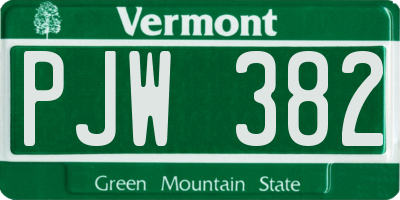 VT license plate PJW382