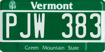 VT license plate PJW383