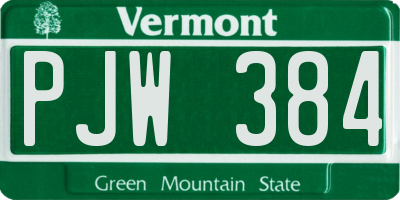 VT license plate PJW384