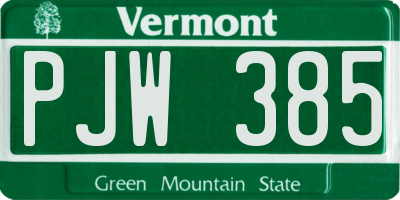 VT license plate PJW385