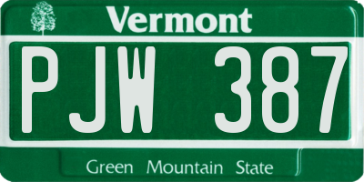 VT license plate PJW387