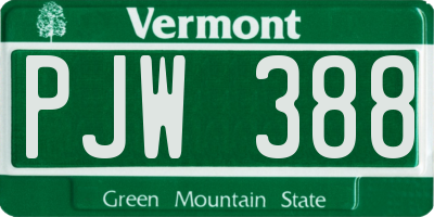 VT license plate PJW388