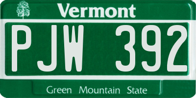 VT license plate PJW392