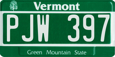 VT license plate PJW397