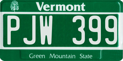 VT license plate PJW399