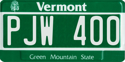 VT license plate PJW400