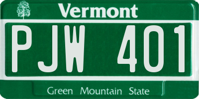 VT license plate PJW401