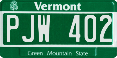 VT license plate PJW402