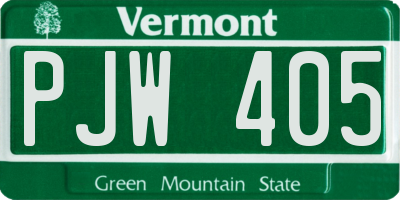 VT license plate PJW405