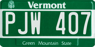 VT license plate PJW407