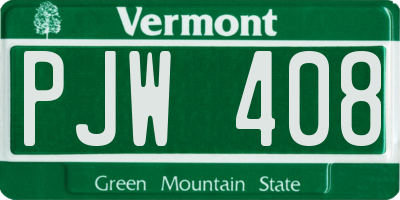 VT license plate PJW408