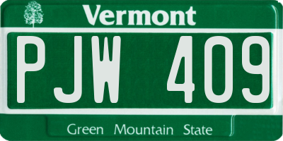 VT license plate PJW409