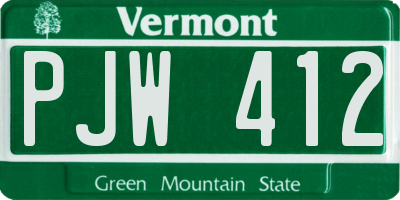 VT license plate PJW412