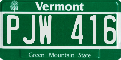 VT license plate PJW416