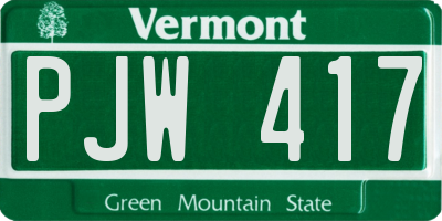 VT license plate PJW417