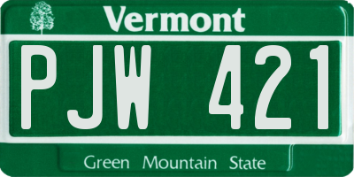 VT license plate PJW421