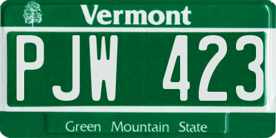 VT license plate PJW423