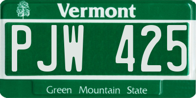 VT license plate PJW425