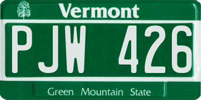 VT license plate PJW426