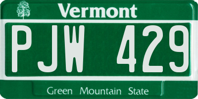 VT license plate PJW429