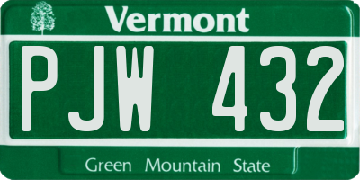 VT license plate PJW432