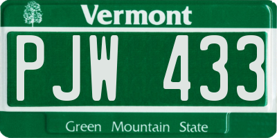 VT license plate PJW433