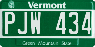VT license plate PJW434