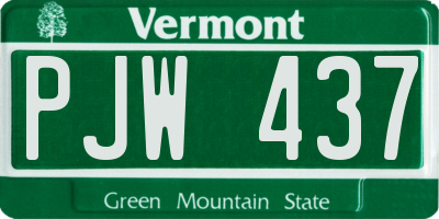 VT license plate PJW437